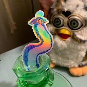 Holo Long Furby Sticker - Blue