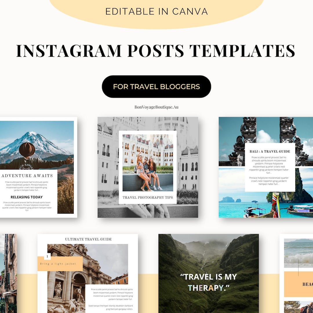 Travel Instagram Posts Templates | Travel Blogger Instagram Templates ...