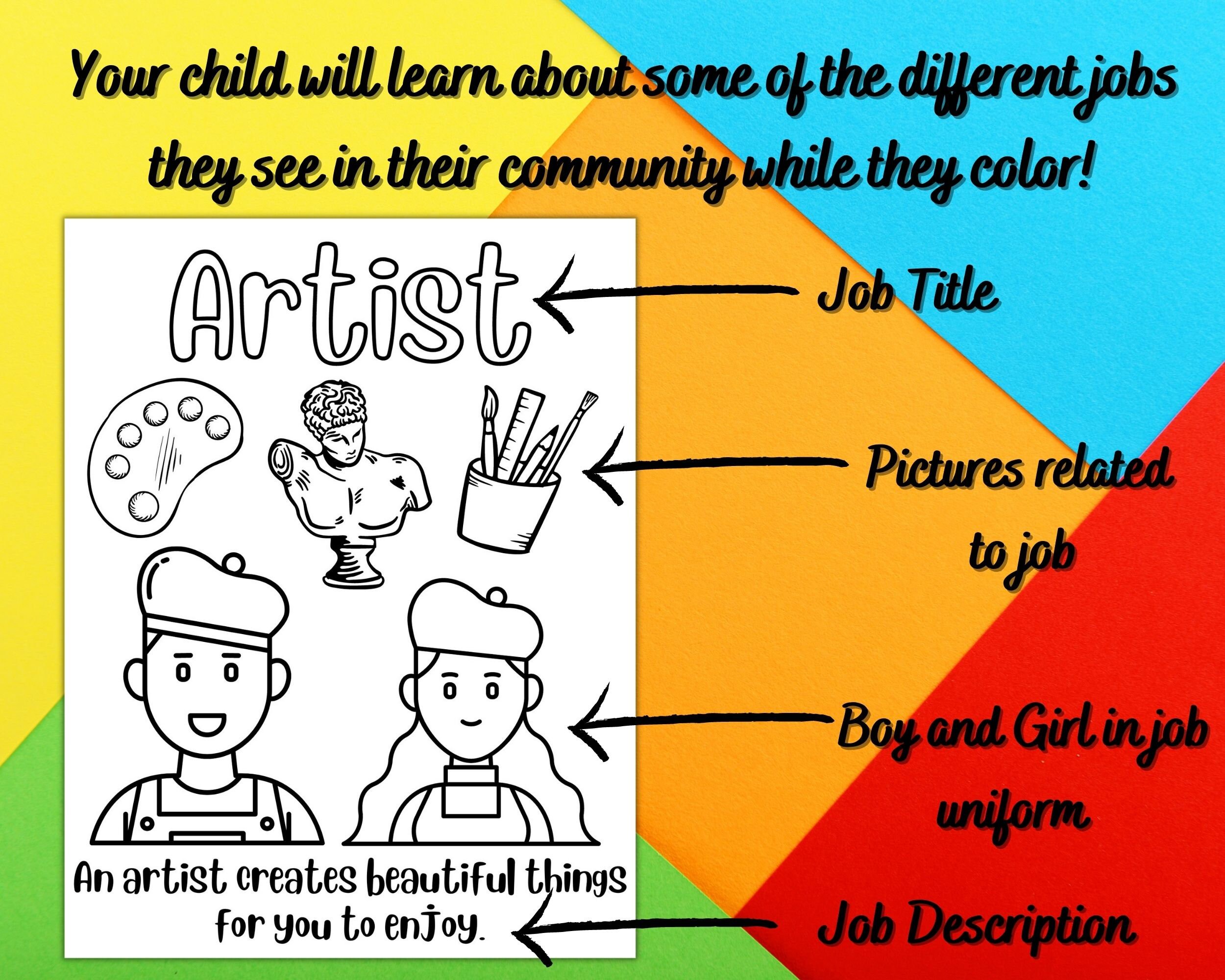 Jobs Coloring Pages, Child Coloring Printable, Community Helpers