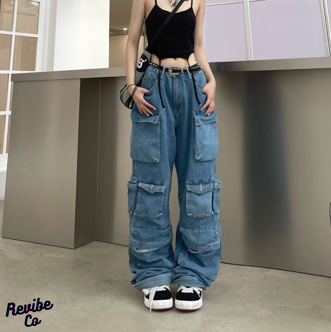 Baggy Cargo Pants - Blue