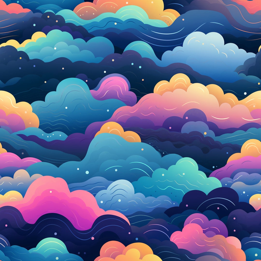 Cheerful Clouds - Modern Abstract Digital Art Print - Instant Download ...