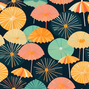 Flowers & Umbrellas - Modern Abstract Digital Art Print - Instant Download Wall Art - Contemporary Home Decor - High-Resolution JPEG