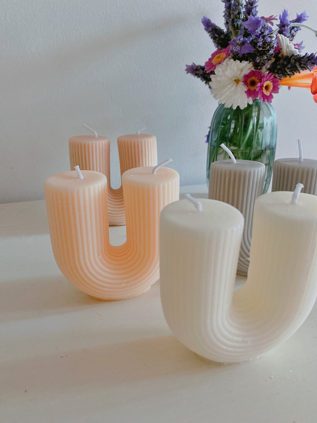 U Shaped Candle Ribbed Candle aesthetic Candle coffee Etsy