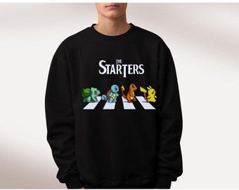 The Starters Poke, Abbey Road Pokes Crossover Shirt, Classic Starters Meet The Beatles Shirt, Pika Pika Shirt, custom shirt ,  anime