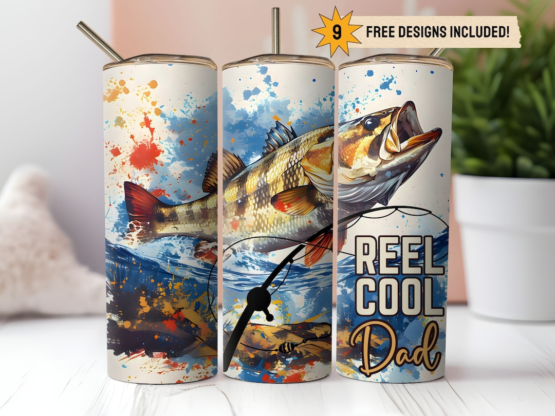 Fishing Dad 20oz Skinny Tumbler Wrap PNG Sublimation Instant Digital ...