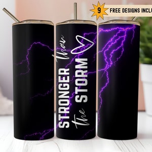 Motiverande starkare än stormen 20oz smal tumbler wrap PNG sublimering digital nedladdning direkt digitalt endast, styrka inspirerande