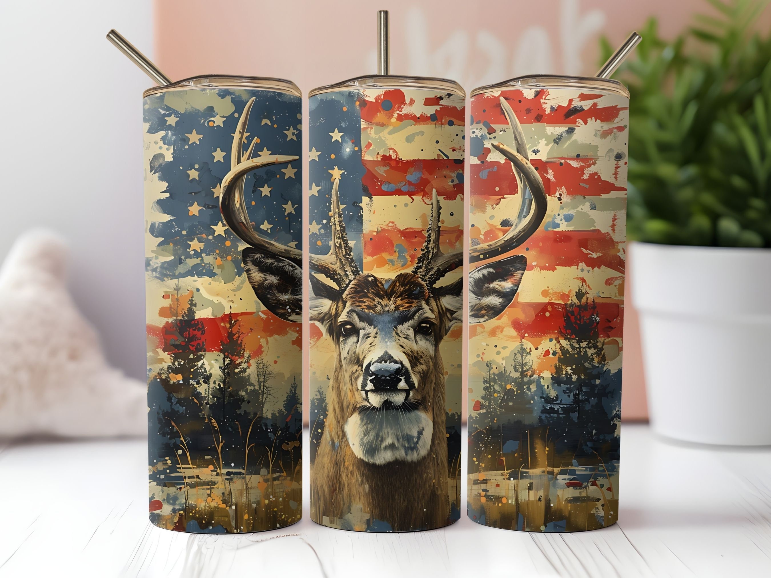 Hunting American Flag 20oz Skinny Tumbler Wrap PNG Sublimation Instant ...