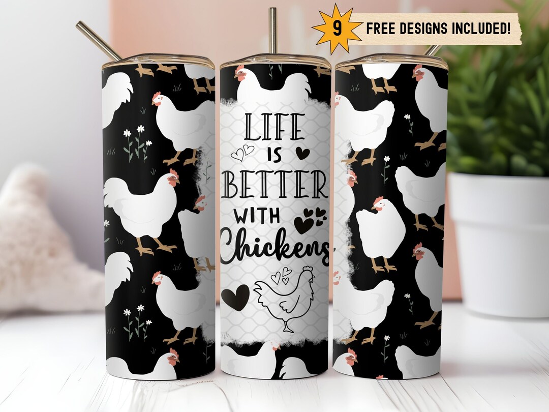 Funny Chicken 20oz Skinny Tumbler Wrap PNG Sublimation Digital Download ...