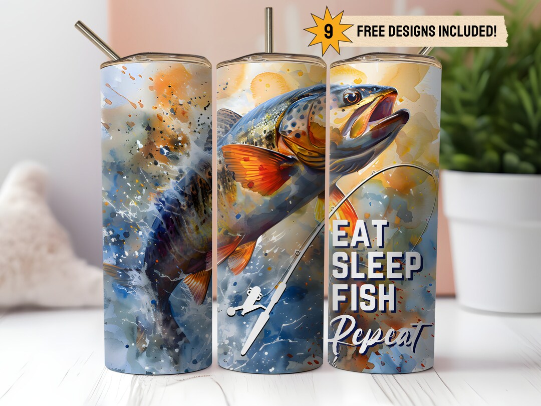 Fishing 20oz Skinny Tumbler Wrap PNG Sublimation Digital Download ...