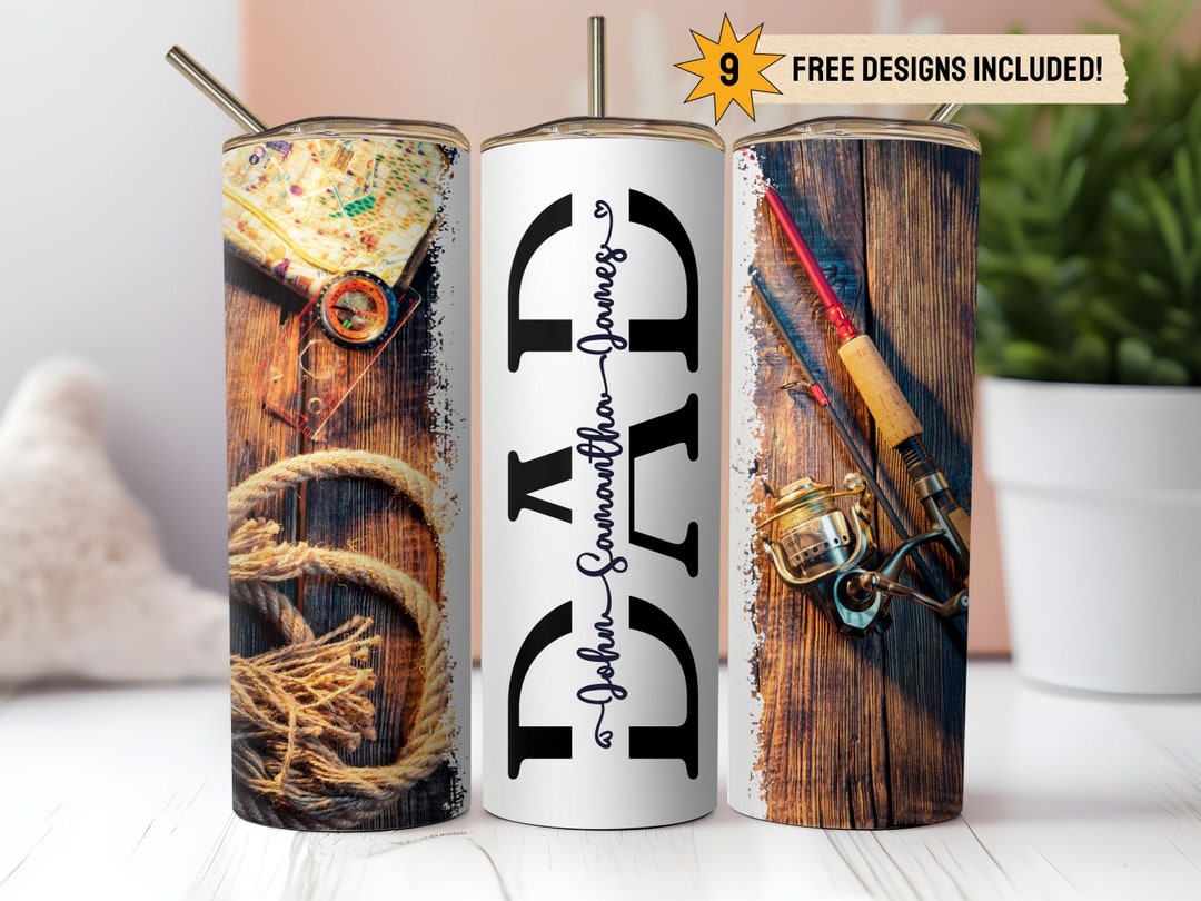 Fishing Dad 20oz Skinny Tumbler Wrap PNG Sublimation Instant Digital ...