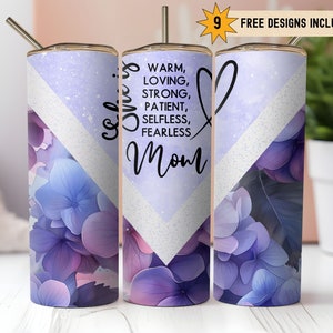 Mother&#39;s Day Floral 20oz Skinny Tumbler Wrap PNG Sublimation Digital Download Instant DIGITAL ONLY, She is Mom Quote Mothers Day Mom Gift