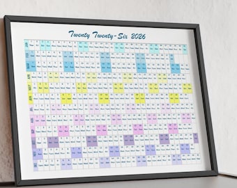 2026 Calendar Poster with Wood Frame, Home Office Decor