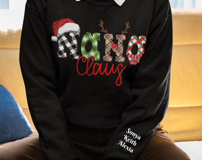 Personalized Grandma Claus Sweatshirt | Christmas Grandkids Names