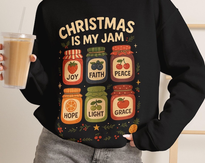 Christmas Is My Jam Sweatshirt, Gildan 18000 Women's Holiday pullover