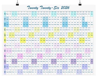 2026 Calendar Satin Poster: Colorful Pastel Wall Art Print