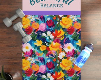Beautiful Yoga Mat, Bold Floral Beautiful Balance Design, Exercise Mat for Women over 40, Fitness Mat, Floral Yoga Mat, Workout Mat, Yoga