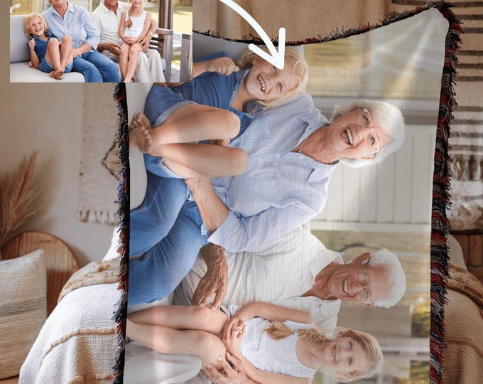 Featured listing image: Personalized Photo Woven Throw Blanket: Family Keepsake Gift