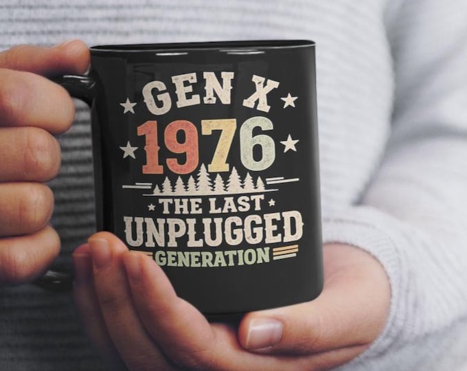 Gen X 1976 Coffee Mug, 50th Birthday Gift, Vintage Gen X Gift for Women Men