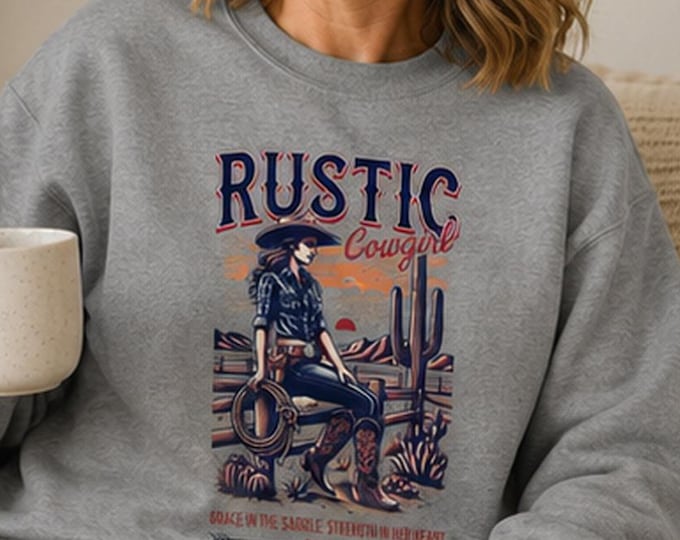 Personalized Rustic Cowgirl Sweatshirt, Vintage Western Crewneck, Birth Year Pullover