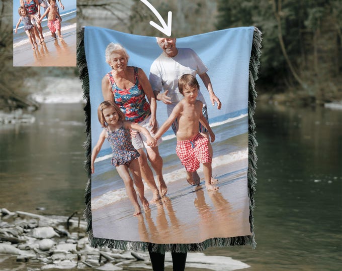 Personalized Photo Blanket Grandma Gift, Custom Family Keepsake Throw, Empty Nester Gift for Women