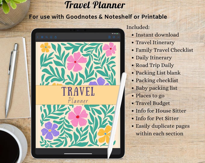 Digital Travel Planner: Vacation Organizer & Trip Journal (Printable PDF)