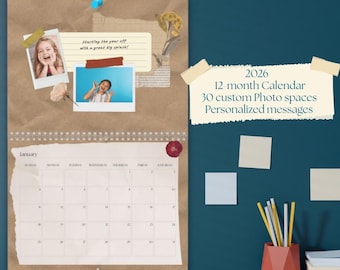 Custom Photos Inspirational 2026 Wall Calendar, Sentimental Desk Calendar, Home Office Decor