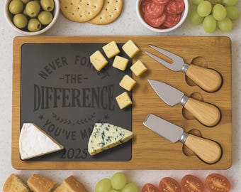 2025 Custom Charcuterie Board: Engraved Acacia Wood Cheese Board