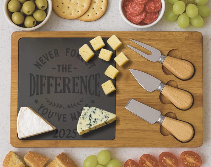 Featured listing image: 2025 Custom Charcuterie Board: Engraved Acacia Wood Cheese Board