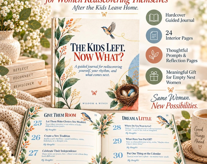 Empty Nest Journal for Women, Empty Nest Mom Gift,  Life after kids workbook, New Chapter Gift, Self Discovery Planner, Empty Nester (8x8)