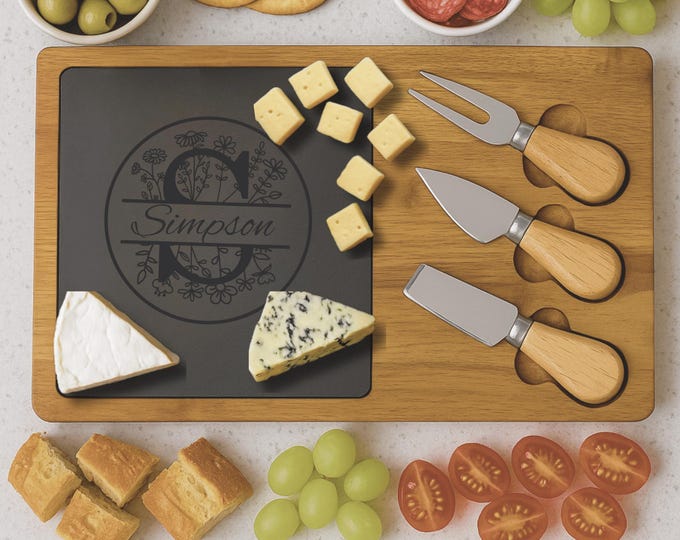 Personalized Retirement Gift for Women, Engraved Charcuterie Board, Custom Cheese Board with Tools