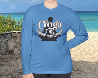 Yoga T-Shirt: "Cheaper Than Therapy" Long Sleeve Activewear