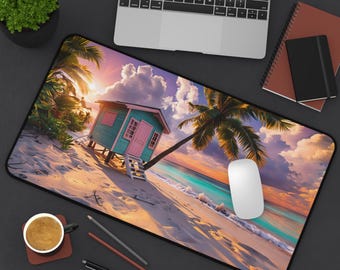 Tropical Island Desk Mat: Tranquil Beach Keyboard Pad