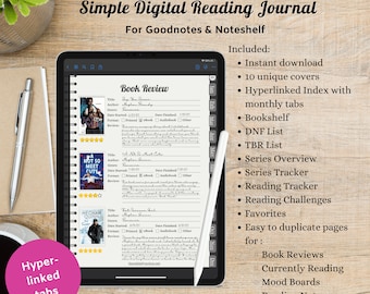 Digital Reading Journal: Minimalist Book Tracker for iPad (PDF Download)