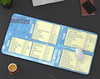 Keyboard Shortcut Desk Mat: Luminous Neoprene Office Desk Protector