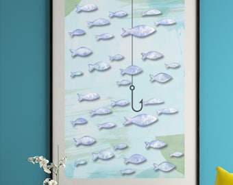 Fishing Digital Download, Summer vibes, Rather be fishing than working printable, Work office decor