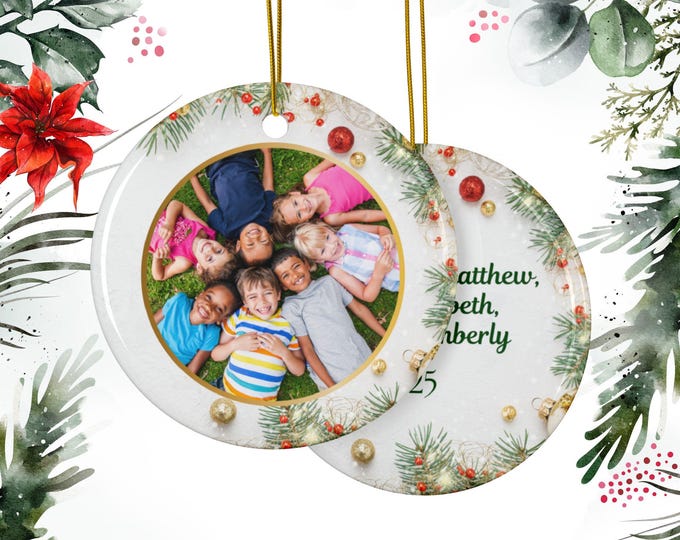 Personalized Grandma Photo Ornament, First Christmas Keepsake, Custom Nana Gift