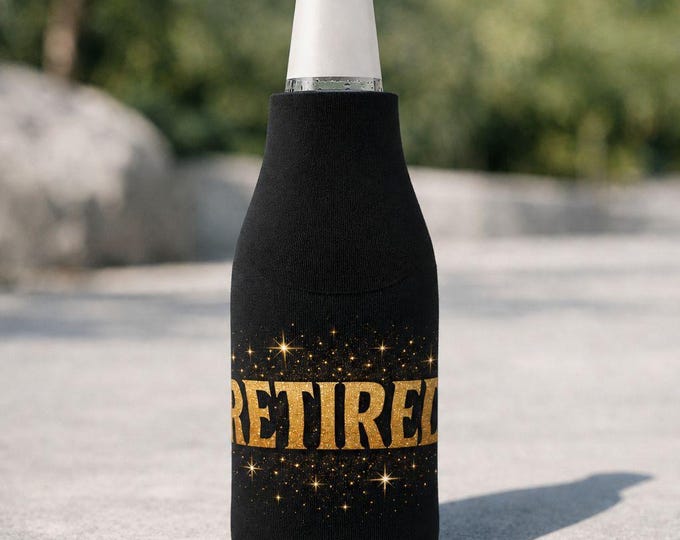 Retired Sparkle design Zip-Up Bottle Cooler Sleeve | Toast to Next Chapter