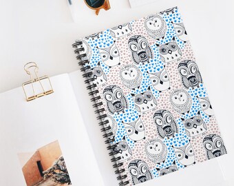 Spiral Notebook - Cute Owl Pattern Journal, Back to School Supplies, Christmas Gift Idea, Smart Owls Notebook, Ruled Line