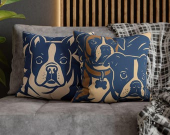 Personalized Pet Pillowcase: Navy Blue Leaf Design, Dog/Cat Lover Gift