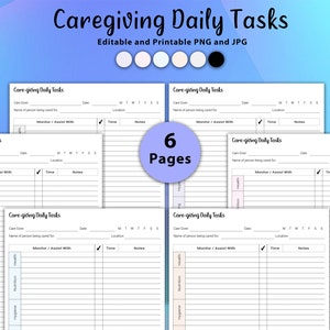 Editable Caregiver Daily Task Checklist (PDF)