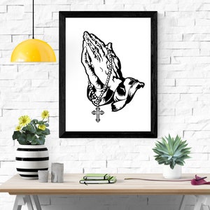 Applique Murale 3D Mains En Prière - Bougeoir Décoratif En Résine, 25x14x31 Cm, Blanc