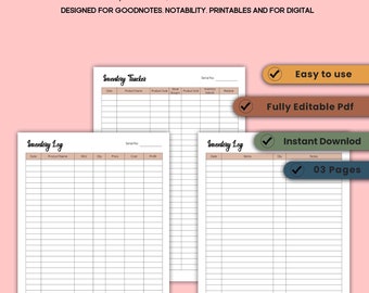 Inventory Management Log: Product Management Tracker (A4, PDF)