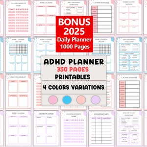 ADHD Planner Bundle for Adults: Ultimate Productivity, 2025 (Printable PDF)
