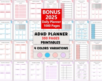 ADHD Planner Bundle for Adults: Ultimate Productivity, 2025 (Printable PDF)