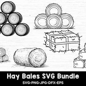 Hay monogram, Bales Clipart, Hay Bale Silhouette, Hay Bales SVG Bundle, Round Bales svg, Wheat Bale svg, Bale of Hay svg