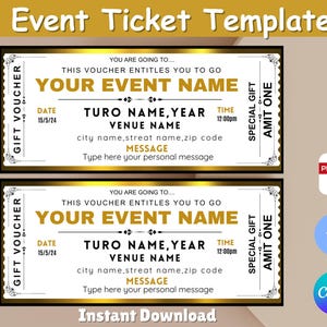 Ereigniskartenvorlage, bearbeitbare Ereigniskartenvorlage, druckbare Ticket, Geschenkkarte, Konzertkartenvorlage, Überraschungskarte, Einladungskarte