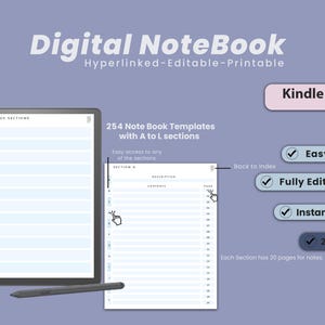 Peut inclure: Cahier numérique avec 254 modèles, hyperliés, modifiables et imprimables. Comprend une navigation facile, une édition complète et un téléchargement instantané. Compatible avec les tablettes Kindle Scribe. Plus de 250 pages.