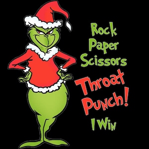 Funny Grinch Design: Rock Paper Scissors Throat Punch (PNG SVG)