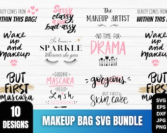 Snygg sminkväska SVG-paket: Skönhetscitat, Modedesign (digital nedladdning)