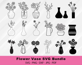 Flower Vase Svg Bundle, Flower Vase Svg, Flower Bouquet Svg, Vase Svg, Flower Vase, Vase Cut File, Vase Clipart, Flower Vase Svg File